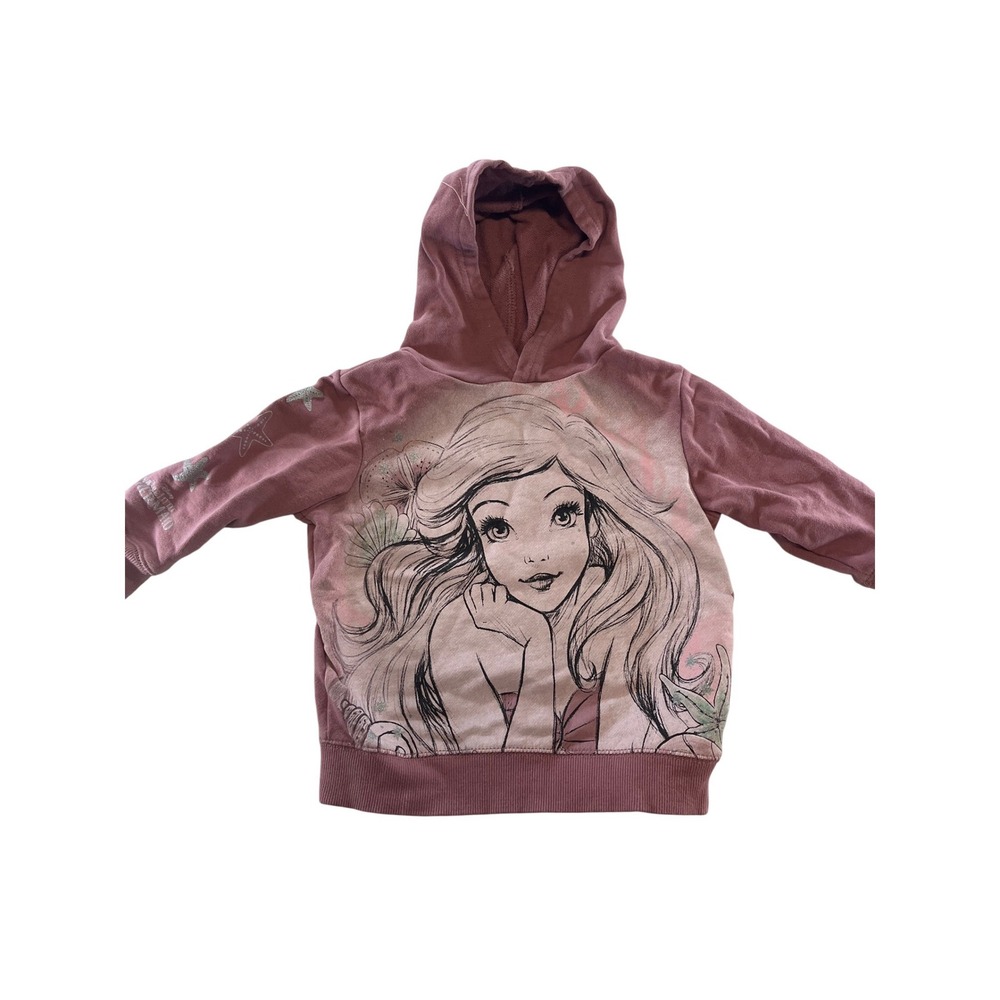 Cotton On Kids Disney Ariel The Little Mermaid Hoodie Dusty Rose Toddler Size 2